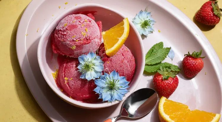 crème glacée orange framboise