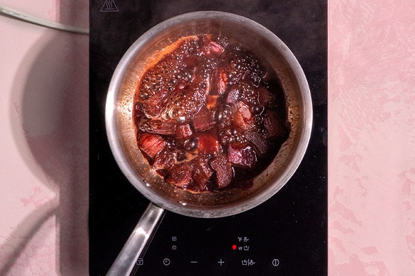 simmering rhubarb