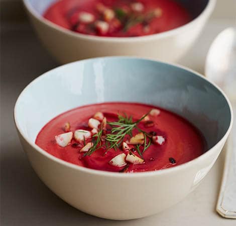 Beetroot Tomato and Macadamia Nut Soup