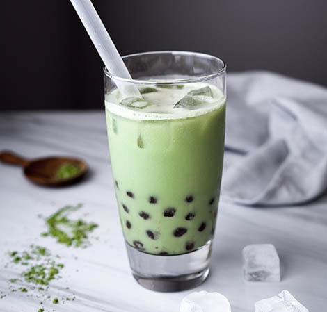 Receta de té matcha helado de burbujas