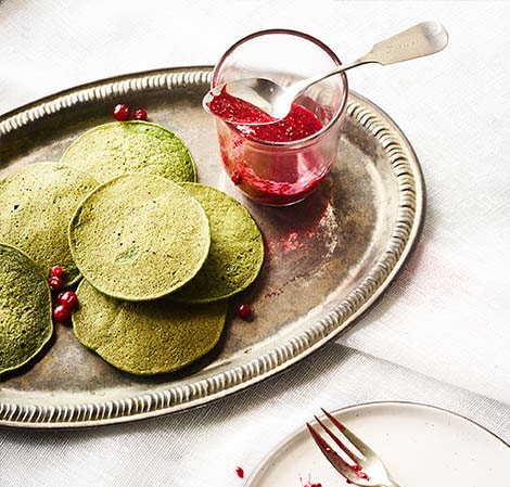 Spinach Pancake and Lingonberry Jam Recipe