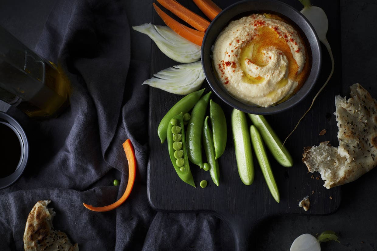 hummus and vegetables