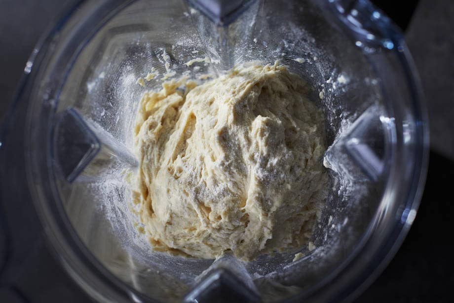 pizza dough in a blender container