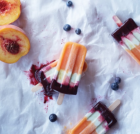 Peach Matcha Green Tea and Blueberry Popsicle