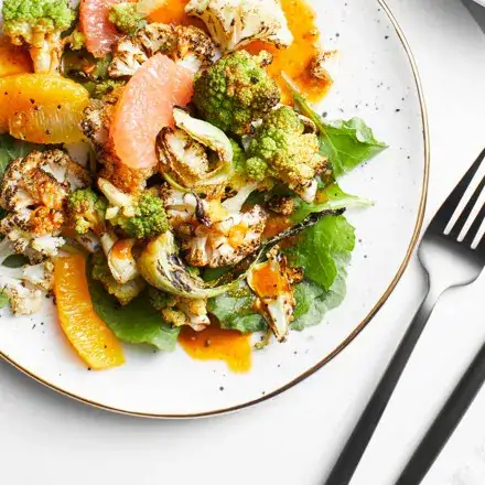 Charred Cauliflower Salad with Baby Kale and Citrus Segments