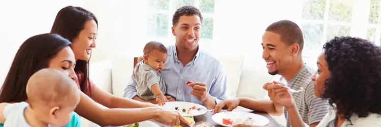 Image of People Happily Eating