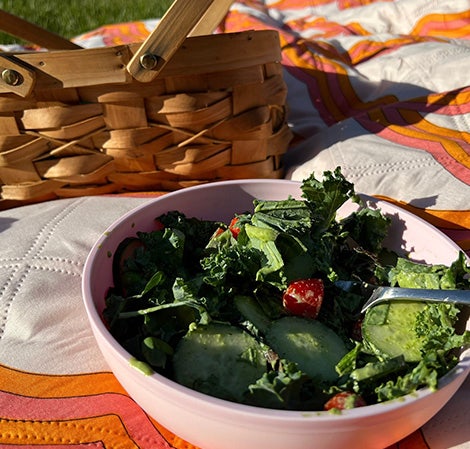 Cucumber and Pea Salad with Greens Goddess Dressing