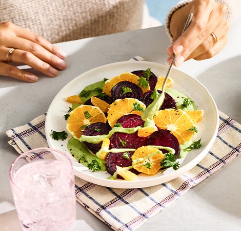 Roasted Beet & Citrus Salad with Creamy Horseradish Dressing