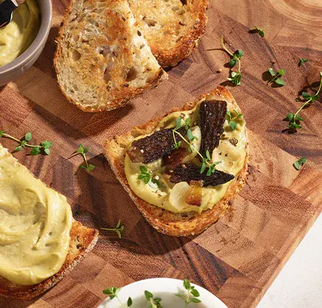 Cashew Cream Cheese on Toast with Morels & Ramps