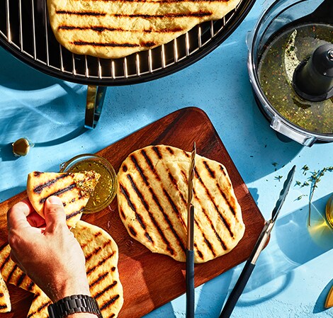 Garlic Rosemary Flatbread with Parmesan and Roasted Garlic Dipping Sauce