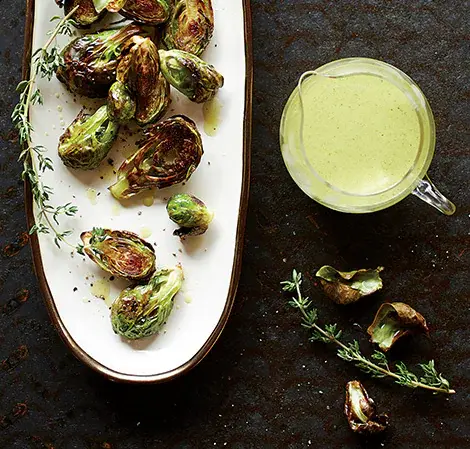 Roasted Brussels Sprouts With Lemon Thyme Dipping Sauce