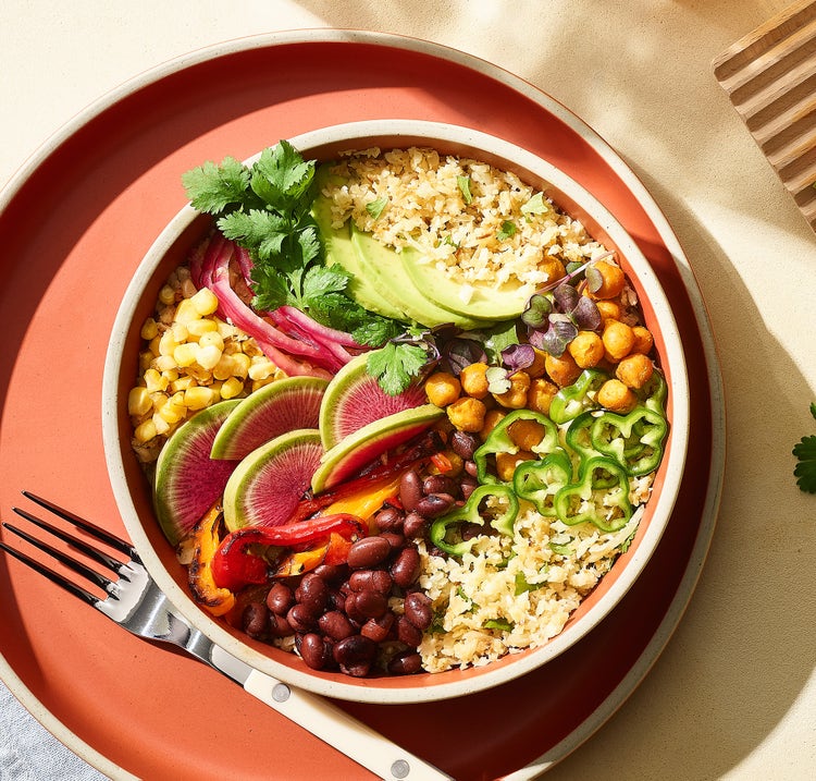 Cilantro Lime Cauliflower Rice Bowls [Food Processor Attachment]