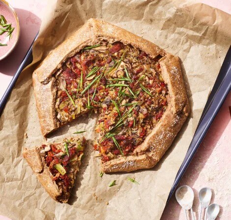 Mushroom, Spring Onion and Sun-Dried Tomato Galette