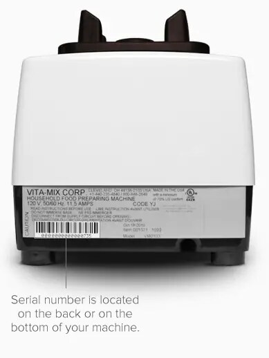 Back of Machine Showing Serial Number